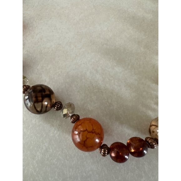 Artisan carnelian quartz banded agate chalcedony beaded necklace - Picture 5 of 8